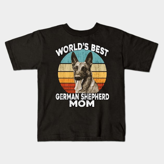 German Shepherd Mother's Day - World's Best German Shephard Mom - Funny Puppy German Shepherd Gift Vintage Retro Kids T-Shirt by Trade Theory